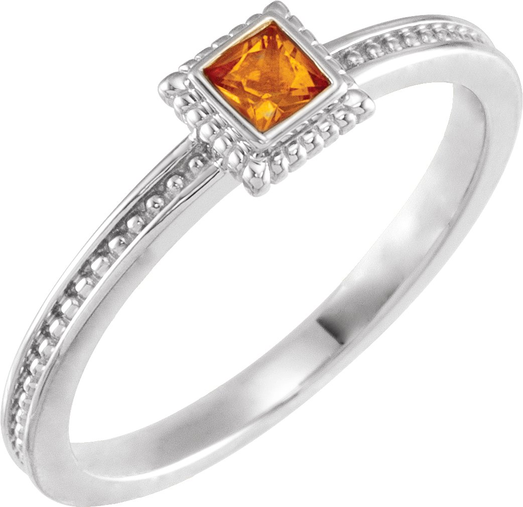 14K White Citrine Stackable Family Ring Ref 16232608