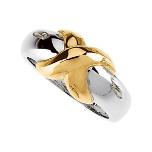 14K White/Yellow X Ring