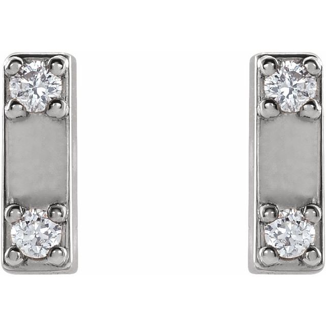 14K White .03 CTW Natural Diamond Two-Stone Bar Earrings