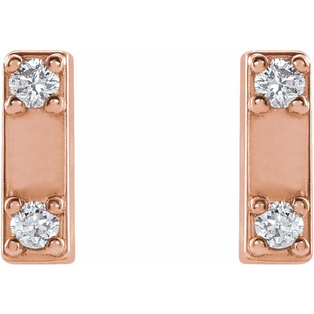 14K Rose .03 CTW Natural Diamond Two-Stone Bar Earrings