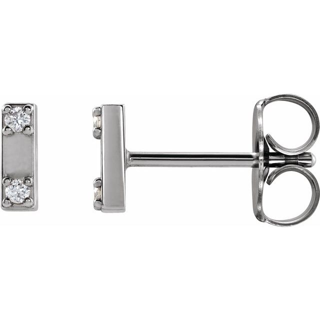 Sterling Silver .03 CTW Natural Diamond Two-Stone Bar Earrings