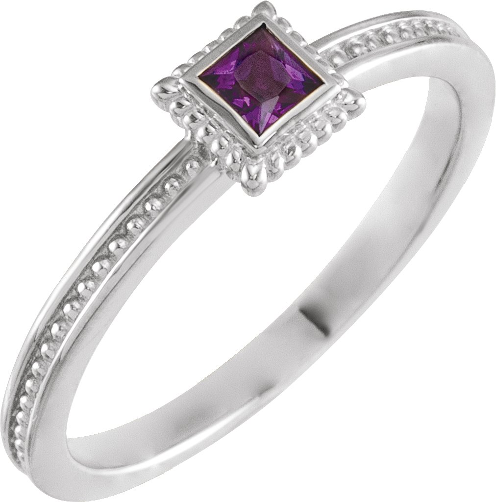 14K White Amethyst Stackable Family Ring Ref 16232576