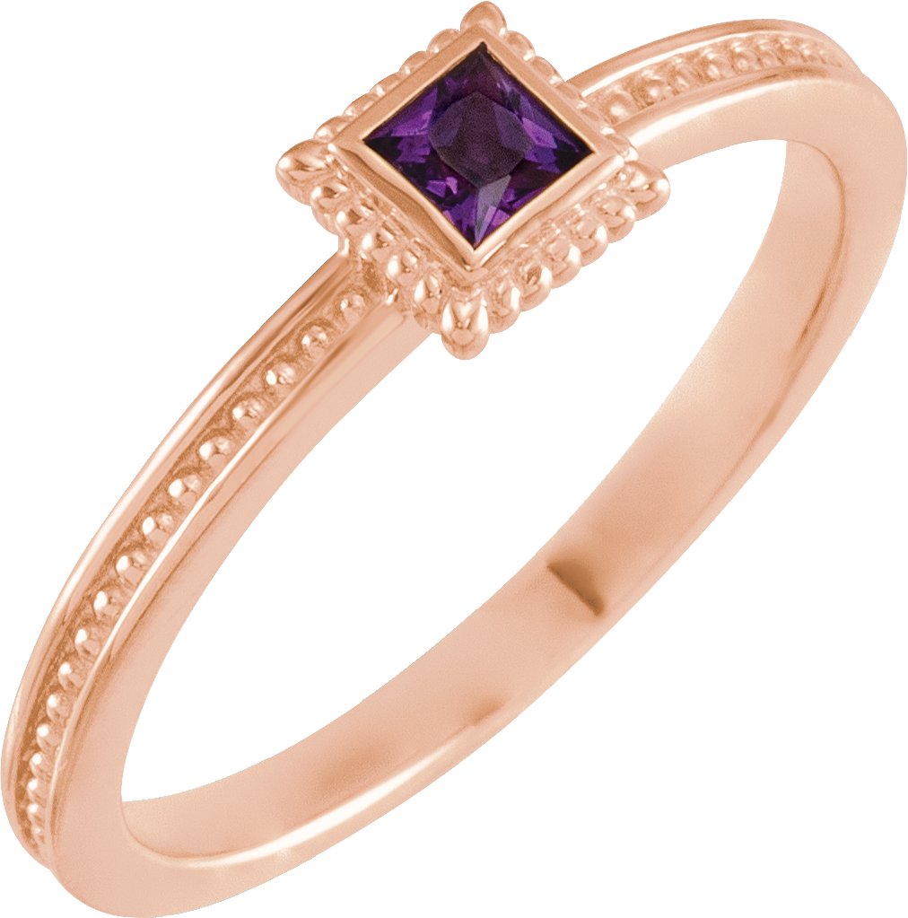 14K Rose Amethyst Stackable Family Ring Ref 16232578