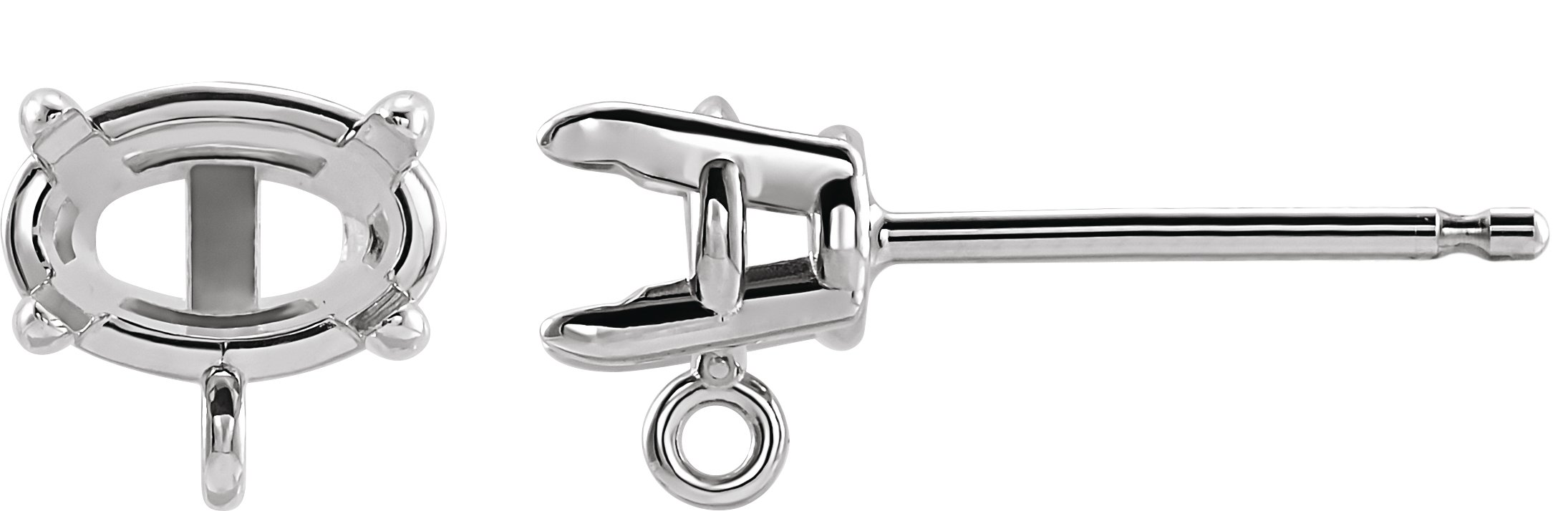 Oval 4-Prong Claw Earring Top