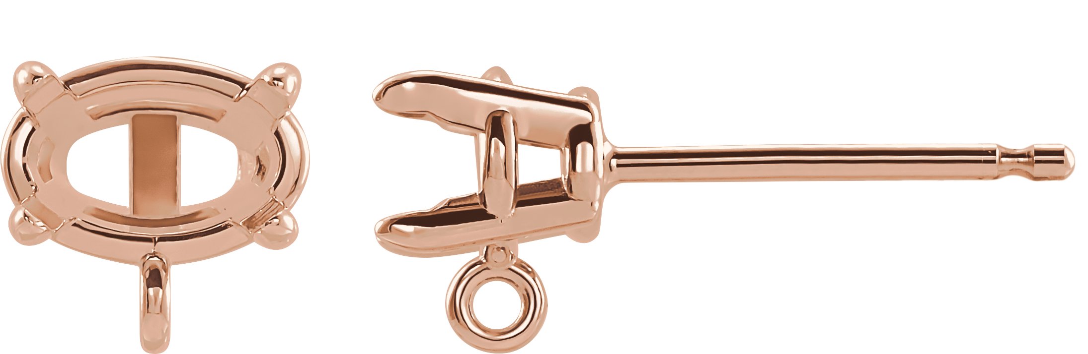 Oval 4-Prong Claw Earring Top