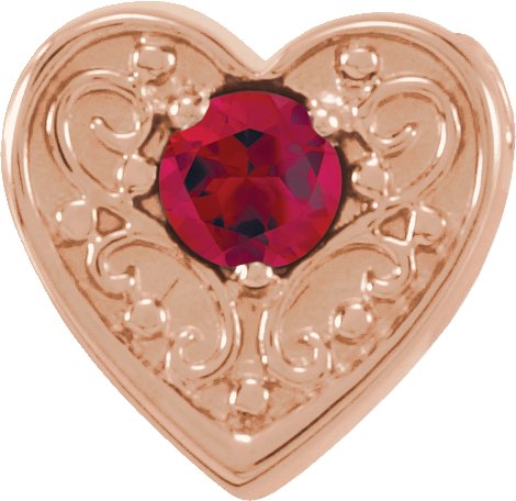 14K Rose Chatham Lab Created Ruby Family Heart Slide Pendant Ref. 16233233