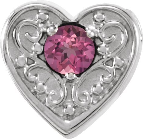 14K White Pink Tourmaline Family Heart Slide Pendant Ref. 16233207