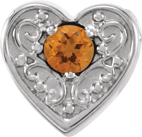 14K White Citrine Family Heart Slide Pendant Ref. 16233211