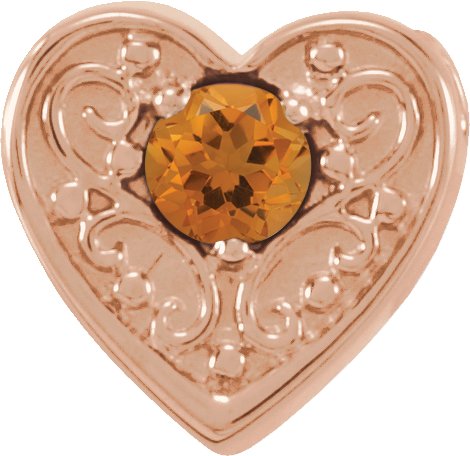 14K Rose Citrine Family Heart Slide Pendant Ref. 16233213