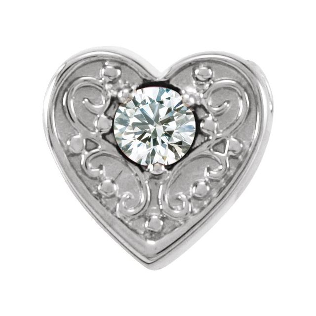 14K White 1/10 CT Natural Diamond Heart Slide Pendant