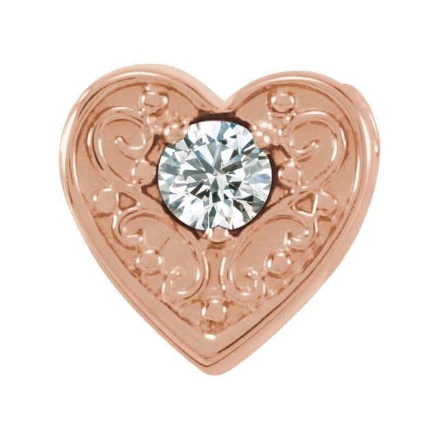 14K Rose 1/10 CT Natural Diamond Heart Slide Pendant