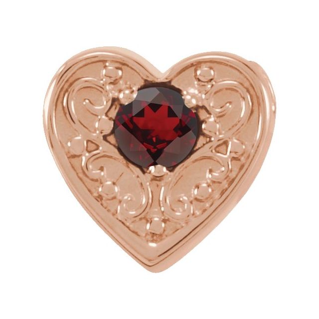 14K Rose Natural Mozambique Garnet Heart Slide Pendant