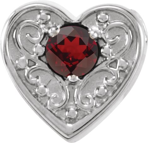 14K White Mozambique Garnet Family Heart Slide Pendant Ref. 16233171