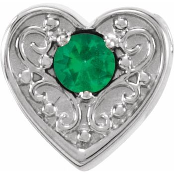 14K White Emerald Family Heart Slide Pendant Ref. 16233187