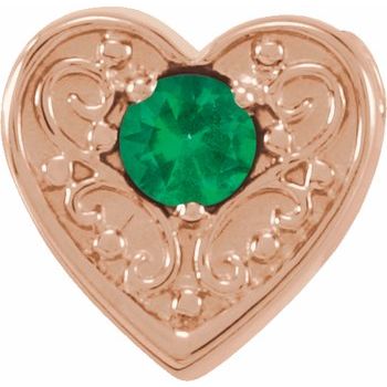 14K Rose Emerald Family Heart Slide Pendant Ref. 16233189