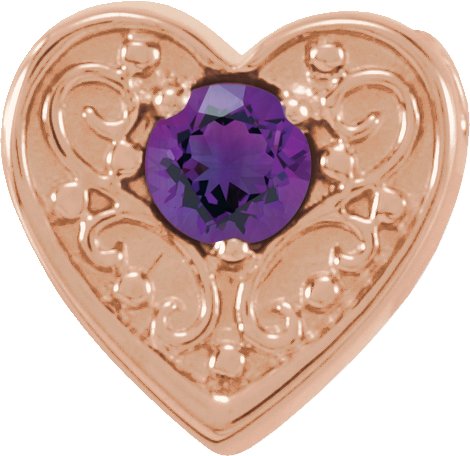 14K Rose Amethyst Family Heart Slide Pendant Ref. 16233177