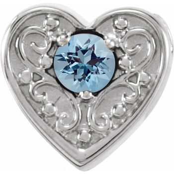 14K White Aquamarine Family Heart Slide Pendant Ref. 16233179