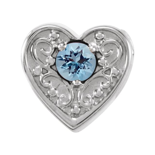 Sterling Silver Natural Aquamarine Heart Slide Pendant