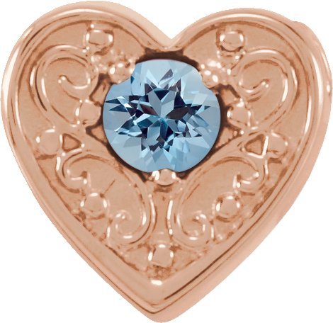 14K Rose Aquamarine Family Heart Slide Pendant Ref. 16233181
