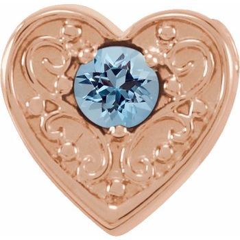 14K Rose Aquamarine Family Heart Slide Pendant Ref. 16233181