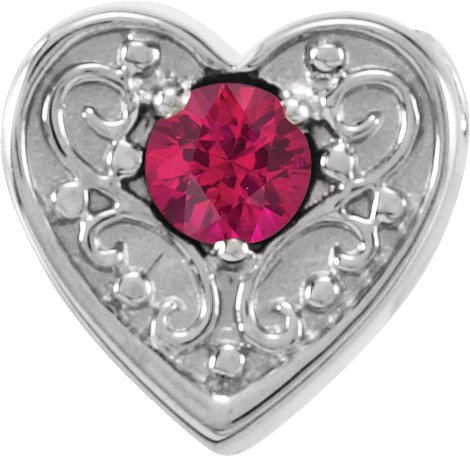 14K White Ruby Family Heart Slide Pendant Ref. 16233195