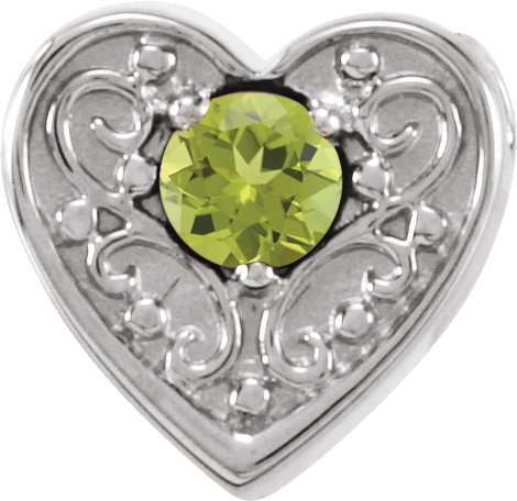 Sterling Silver Peridot Family Heart Slide Pendant Ref. 16233202