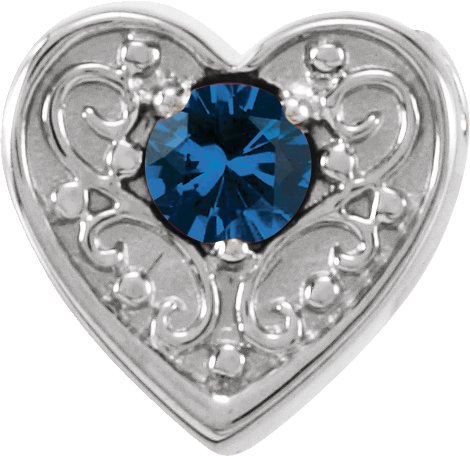 14K White Chatham Lab Created Blue Sapphire Family Heart Slide Pendant Ref. 16233235