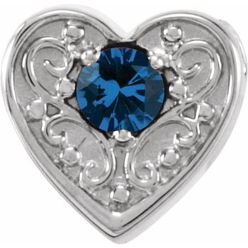 Sterling Silver Chatham Lab Created Blue Sapphire Family Heart Slide Pendant Ref. 16233238