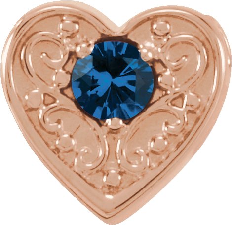 14K Rose Chatham Lab Created Blue Sapphire Family Heart Slide Pendant Ref. 16233237