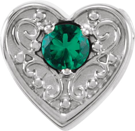 14K White Chatham Lab Created Emerald Family Heart Slide Pendant Ref. 16233223