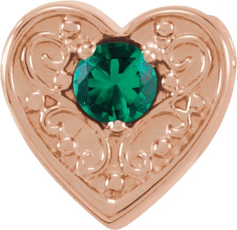 14K Rose Chatham Lab Created Emerald Family Heart Slide Pendant Ref. 16233225