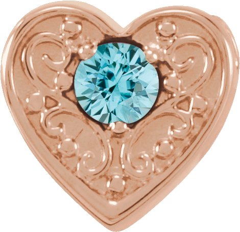 14K Rose Blue Zircon Family Heart Slide Pendant Ref. 16233217