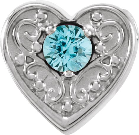 14K White Blue Zircon Family Heart Slide Pendant Ref. 16233215