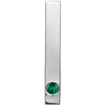 14K White Emerald Family Engravable Bar Slide Pendant Ref. 16233259
