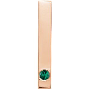 14K Rose Natural Emerald Family Engravable Bar Pendant