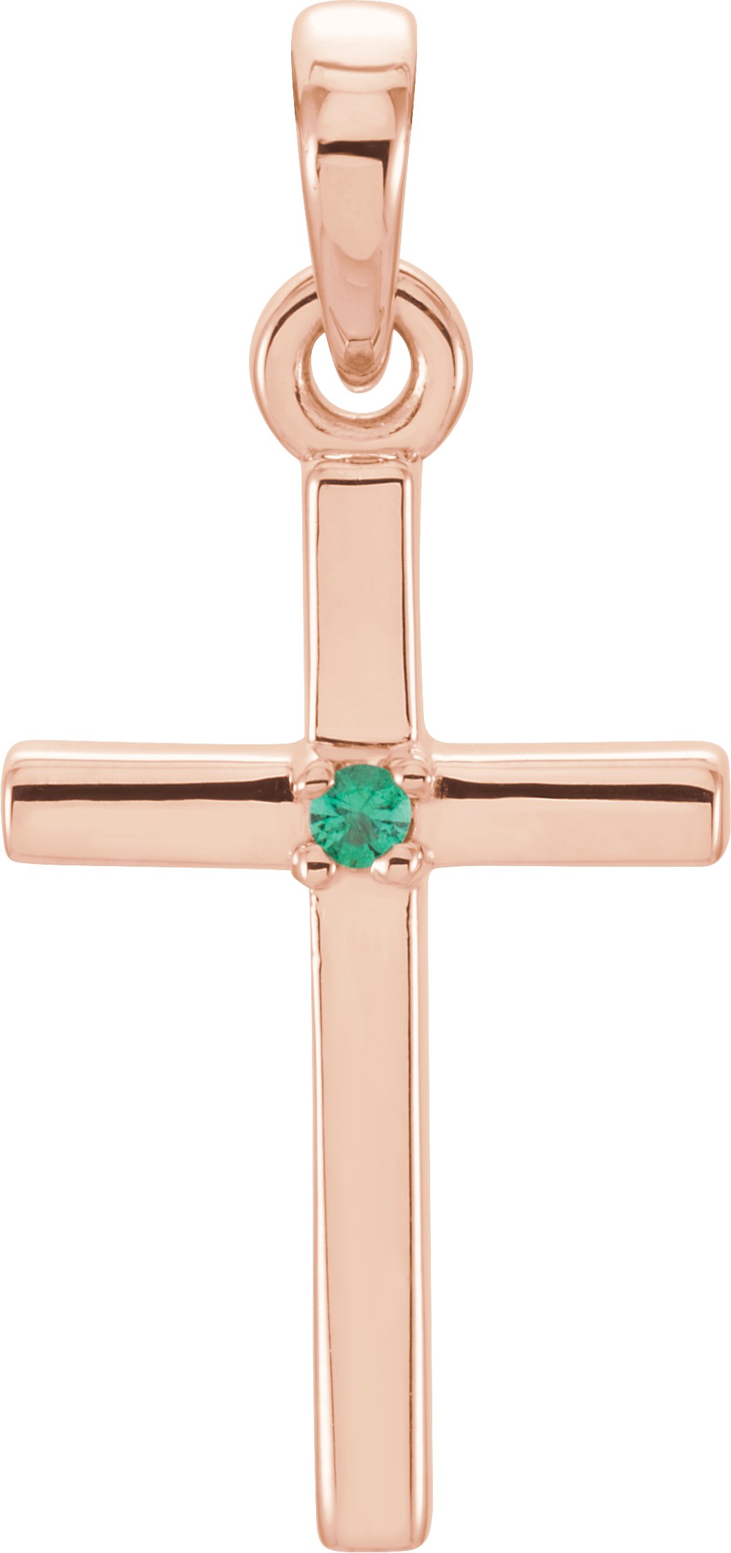 14K Rose 19.2x9 mm Emerald Cross Pendant Ref. 13246301