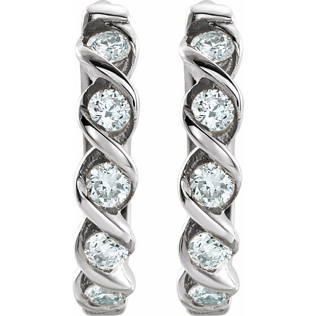 14K White 1/10 CTW Diamond Huggie Earrings