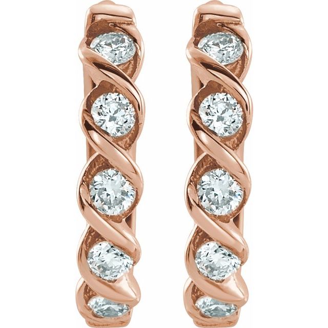 14K Rose 1/10 CTW Natural Diamond Huggie Earrings