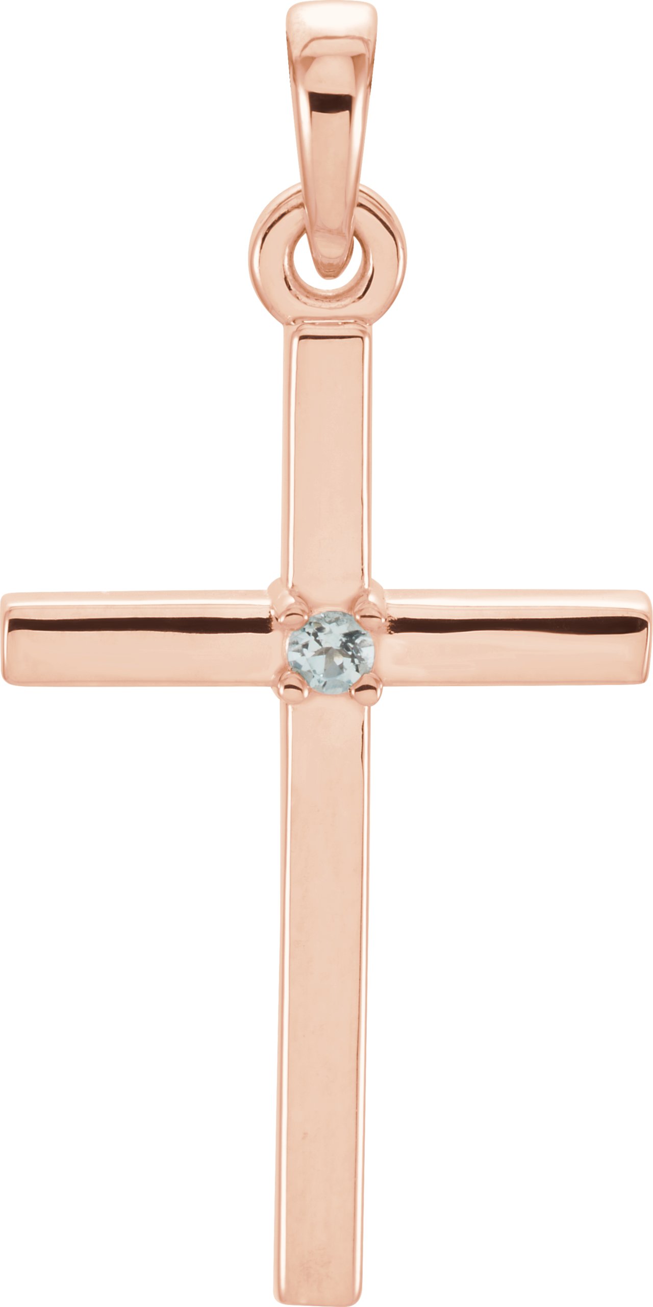 14K Rose 22.65x11.4 mm Aqua Cross Pendant Ref. 13246308