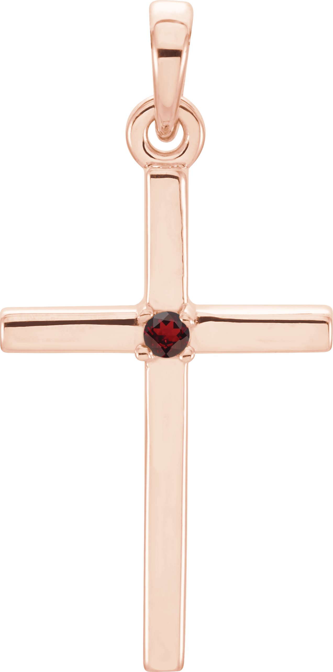 14K Rose 22.65x11.4 mm Garnet Cross Pendant Ref. 13246306