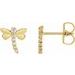 14K Yellow .08 CTW Natural Diamond Dragonfly Earrings