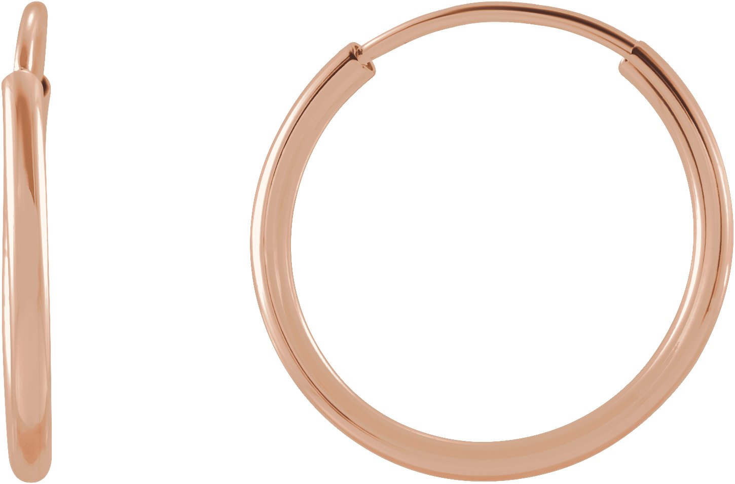 14K Rose Flexible Endless Tube 15 mm Hoop Earring