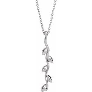 14K White Vertical Wave 16-18" Necklace