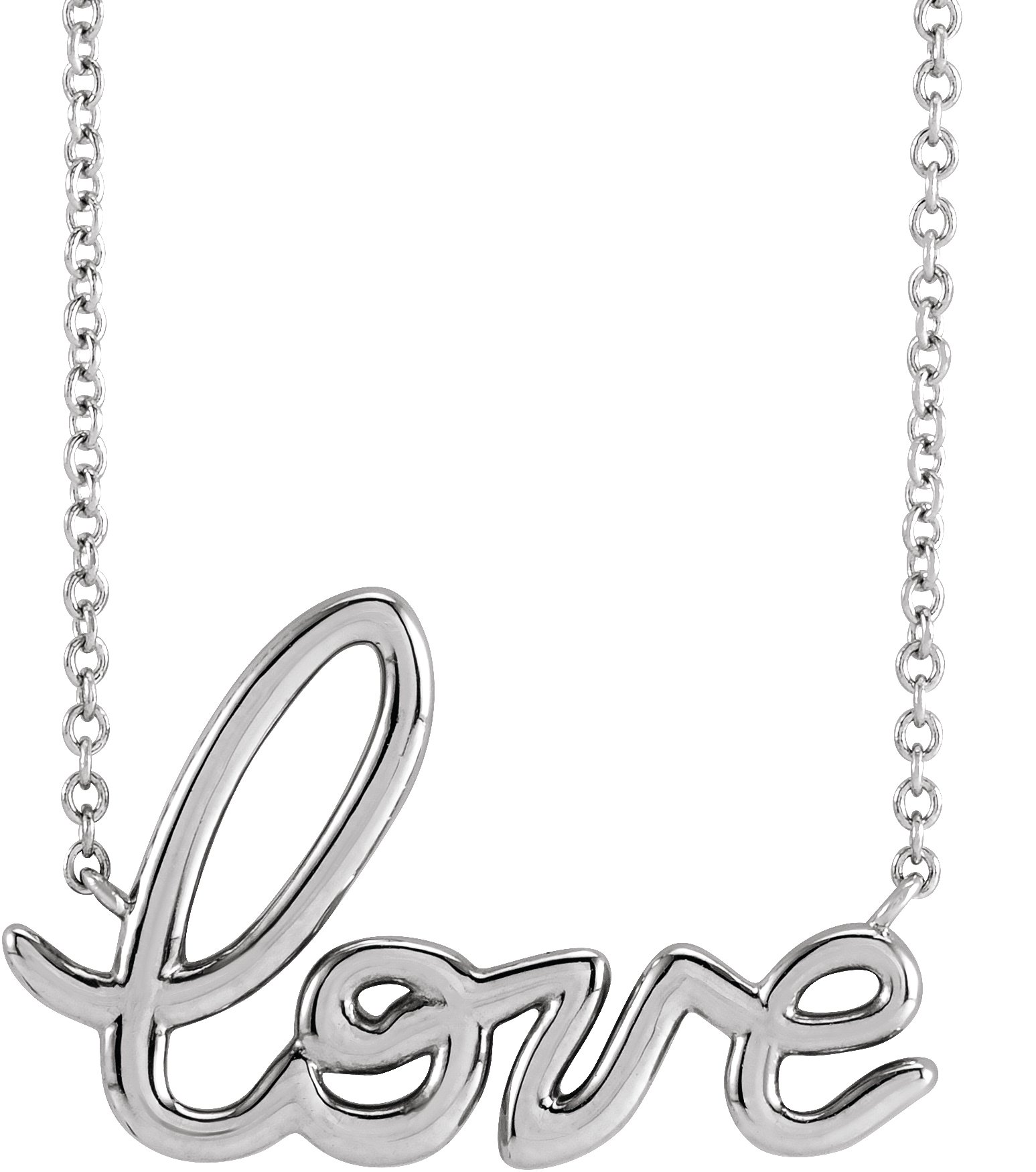 14K White Love 18" Necklace
