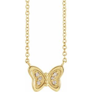 14K Yellow .025 CTW Natural Diamond Butterfly 18" Necklace