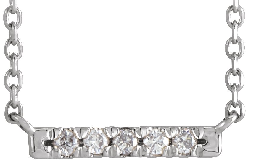 14K White .07 CTW Natural Diamond French-Set Bar 18" Necklace