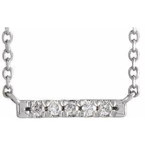 14K White .07 CTW Natural Diamond French-Set Bar 18" Necklace