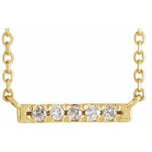 14K Yellow .07 CTW Natural Diamond French-Set Bar 18" Necklace