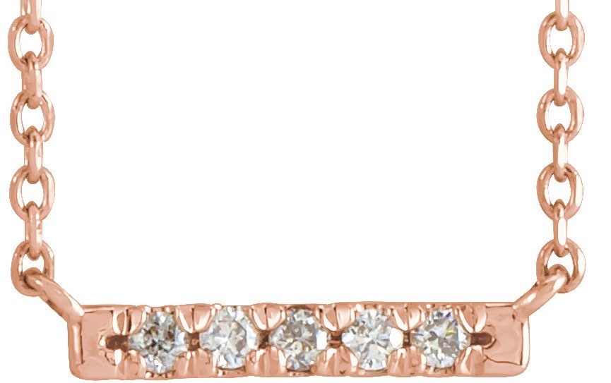 14K Rose .07 CTW Natural Diamond French-Set Bar 18" Necklace