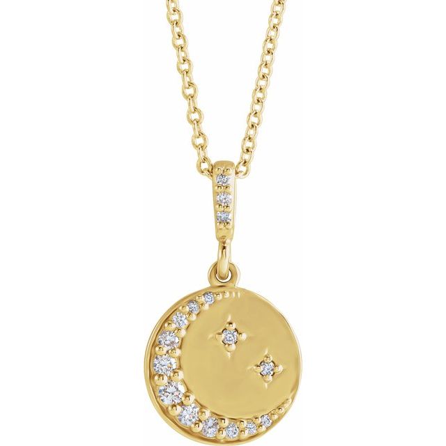 14K Yellow 1/10 CTW Natural Diamond Crescent Moon 16-18" Necklace 